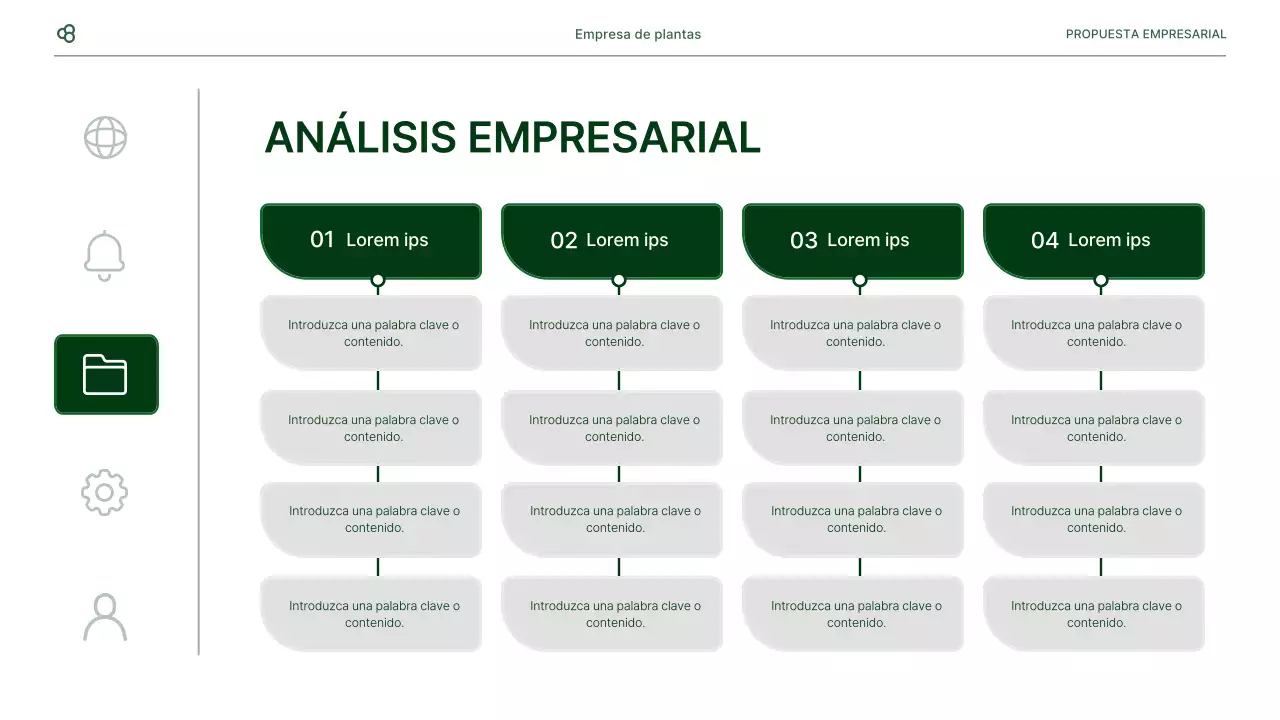 Propuesta de negocio de negocios en blanco y verde concepto de hoja natural