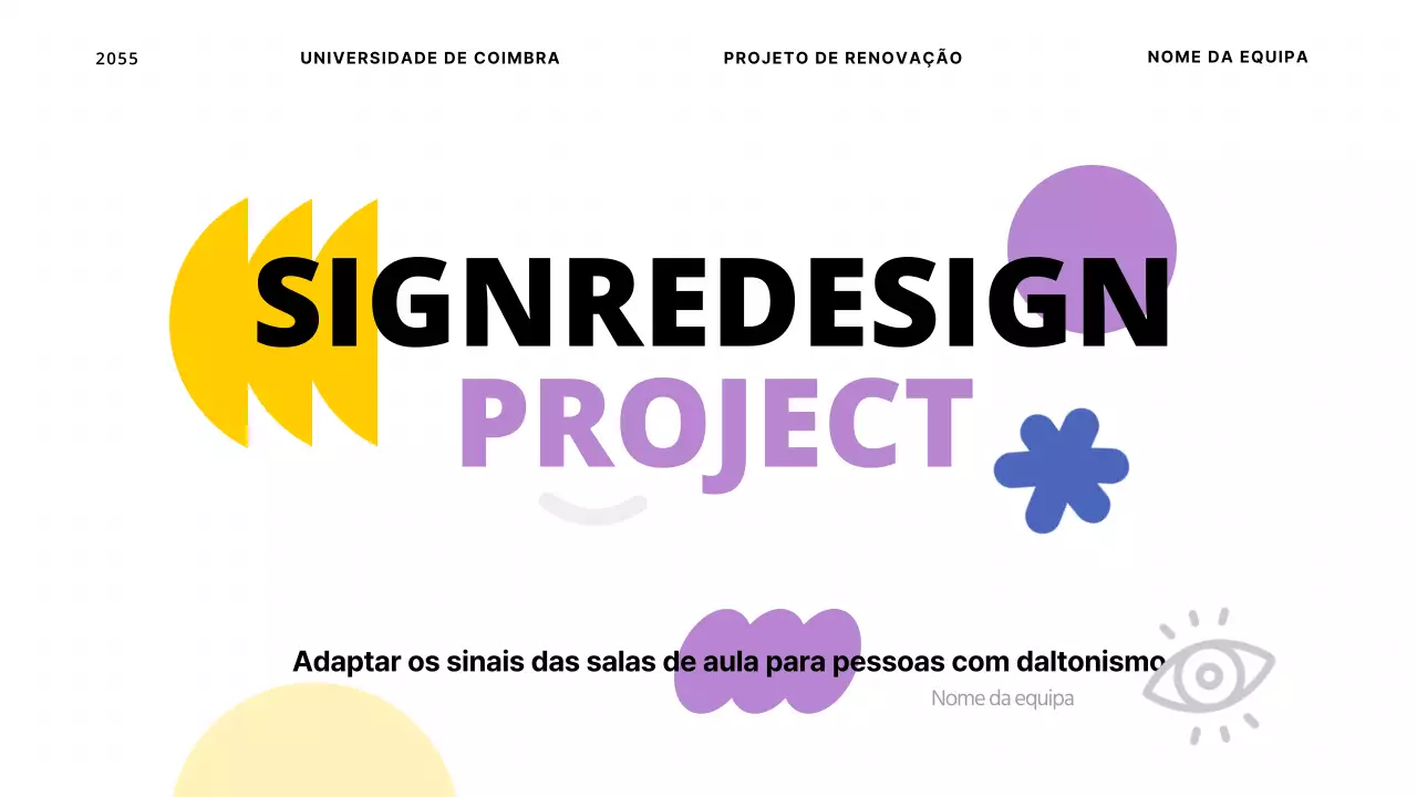 Um projeto de design simples para daltónicos utilizando formas com acentos amarelos