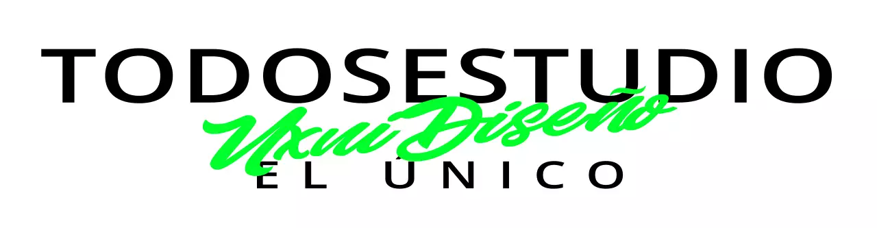 Logotipo de estudio de diseño elegante con dos fuentes, verde fluorescente y negro