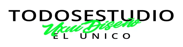 Logotipo de estudio de diseño elegante con dos fuentes, verde fluorescente y negro