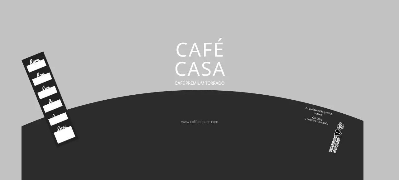 Copos de papel para café com simbologia simples e monocromática