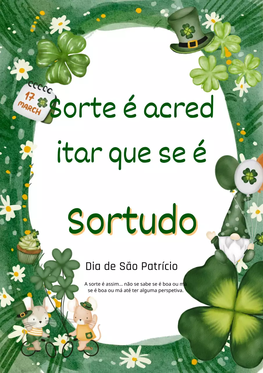 Um conceito giro para o Dia de São Patrício com um trevo verde de quatro folhas