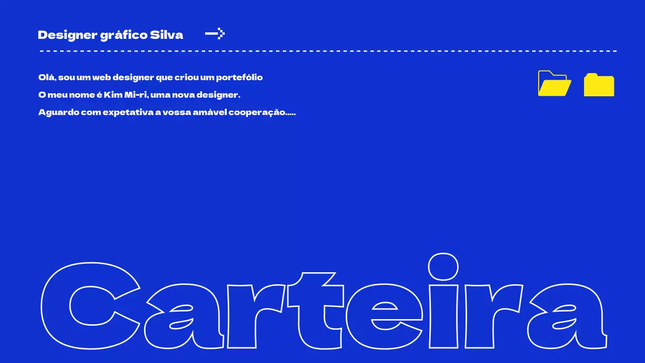 Apresentação da carteira em azul e amarelo