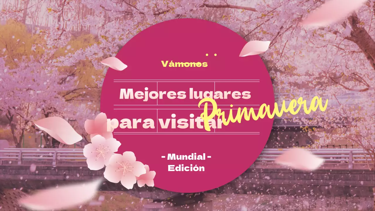 Destinos nacionales recomendados con flores rosas y sensación de primavera