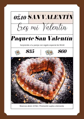 Póster de cafetería de postres de San Valentín en marrón y beige