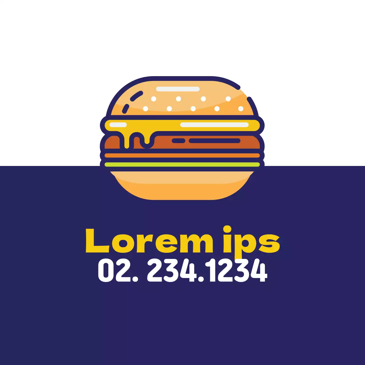 Azul marino ilustración lindo restaurante hecho a mano hamburguesa promoción