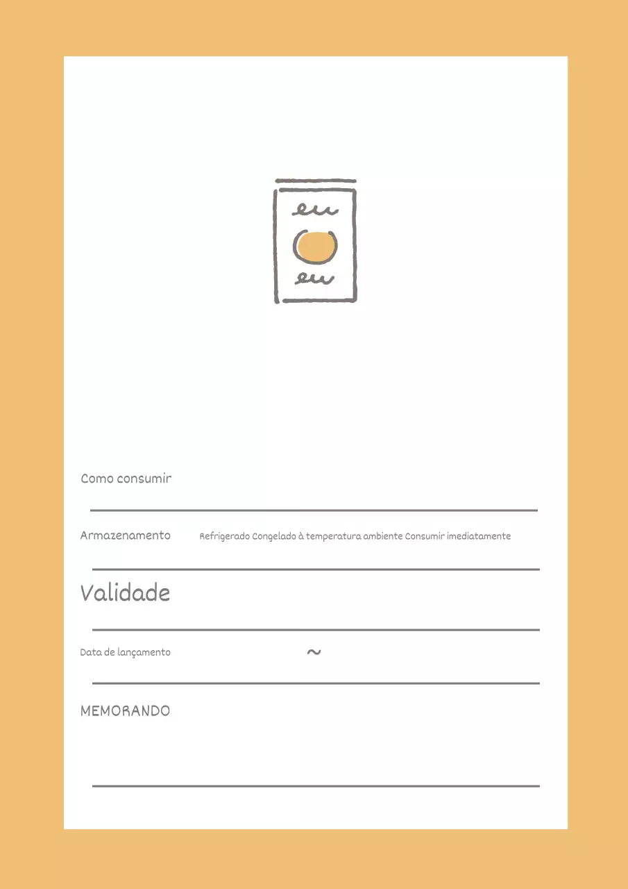 Cartaz com design simples de notas de conservação de alimentos em amarelo