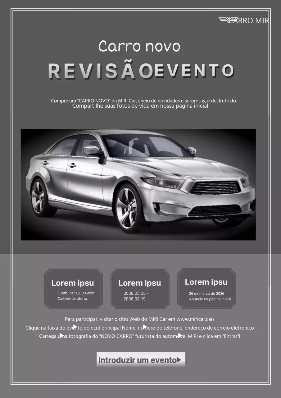 Promover o evento de avaliação de automóveis da Greytone