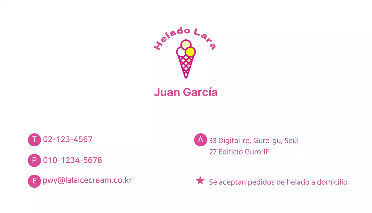 Tarjeta de visita de Helados Lara