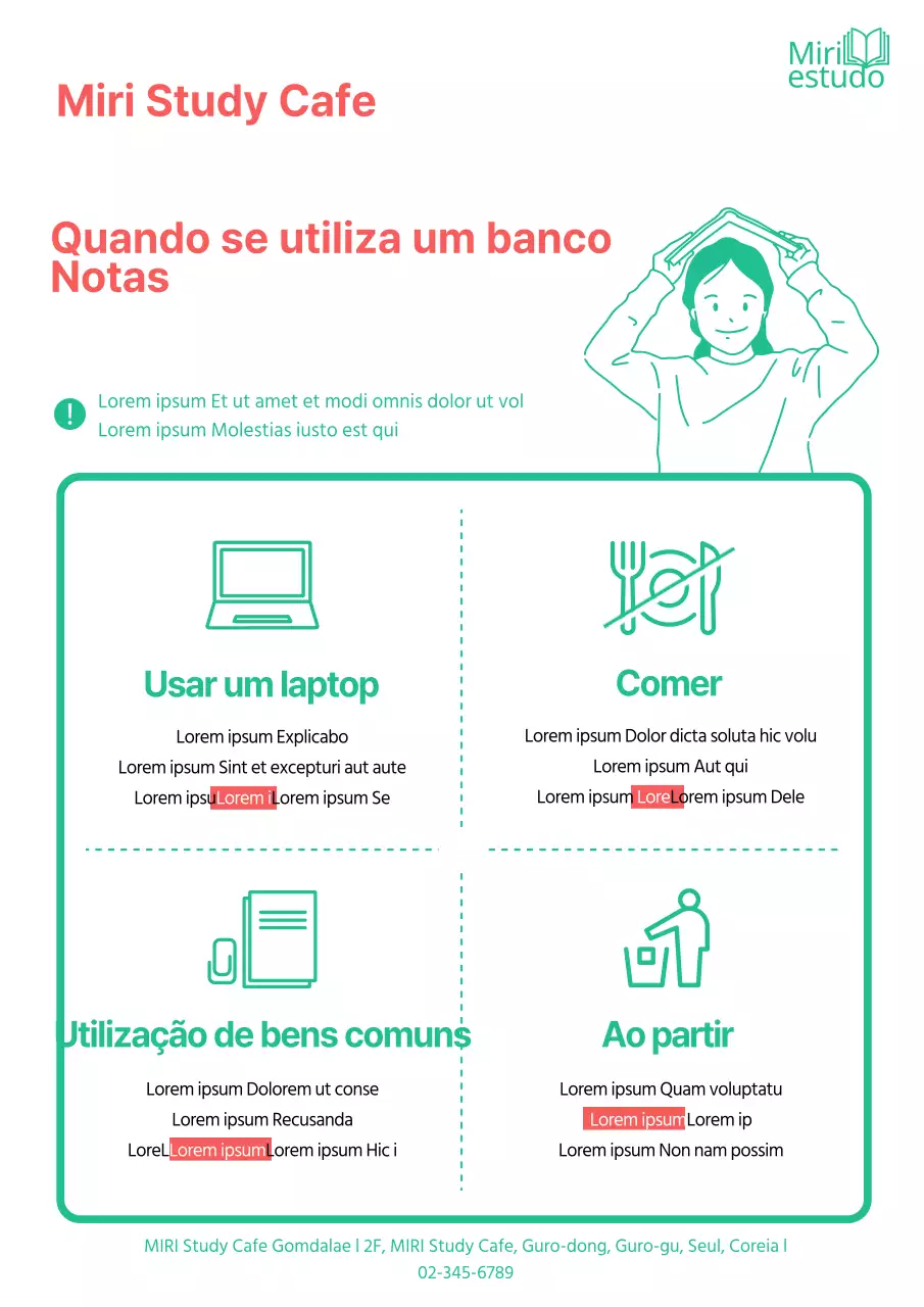 Orientações simples para os lugares vermelhos e verdes