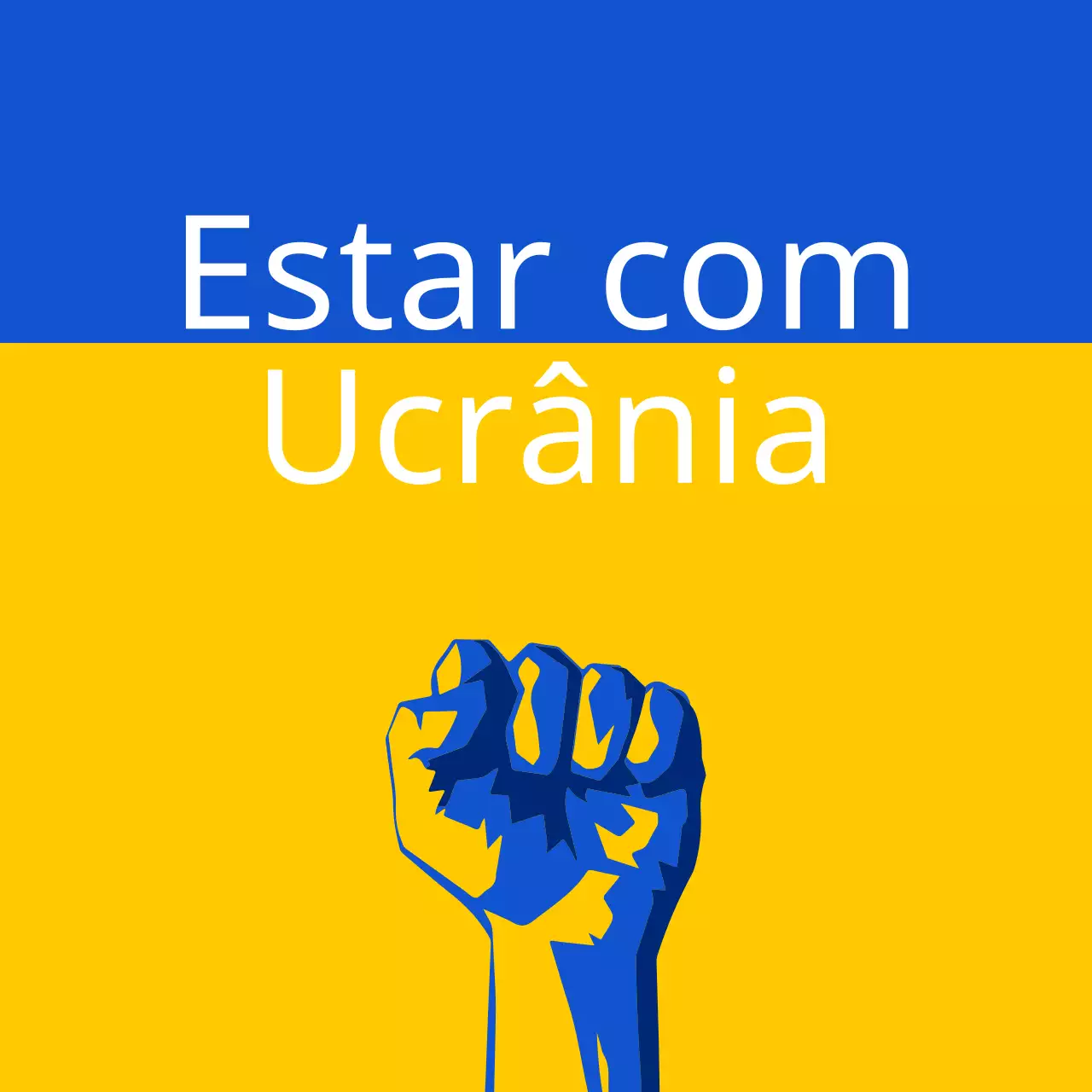 Slogan contra a guerra na Ucrânia em azul e amarelo