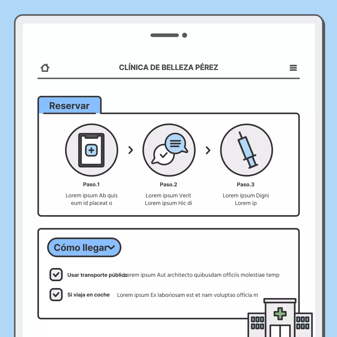 Promocione su hospital con un bonito concepto de móvil en azul claro