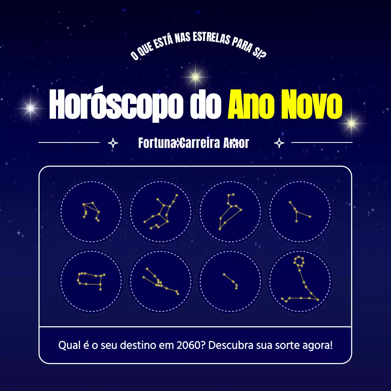 Horóscopo de ano novo com o conceito de estrela brilhante do céu azul