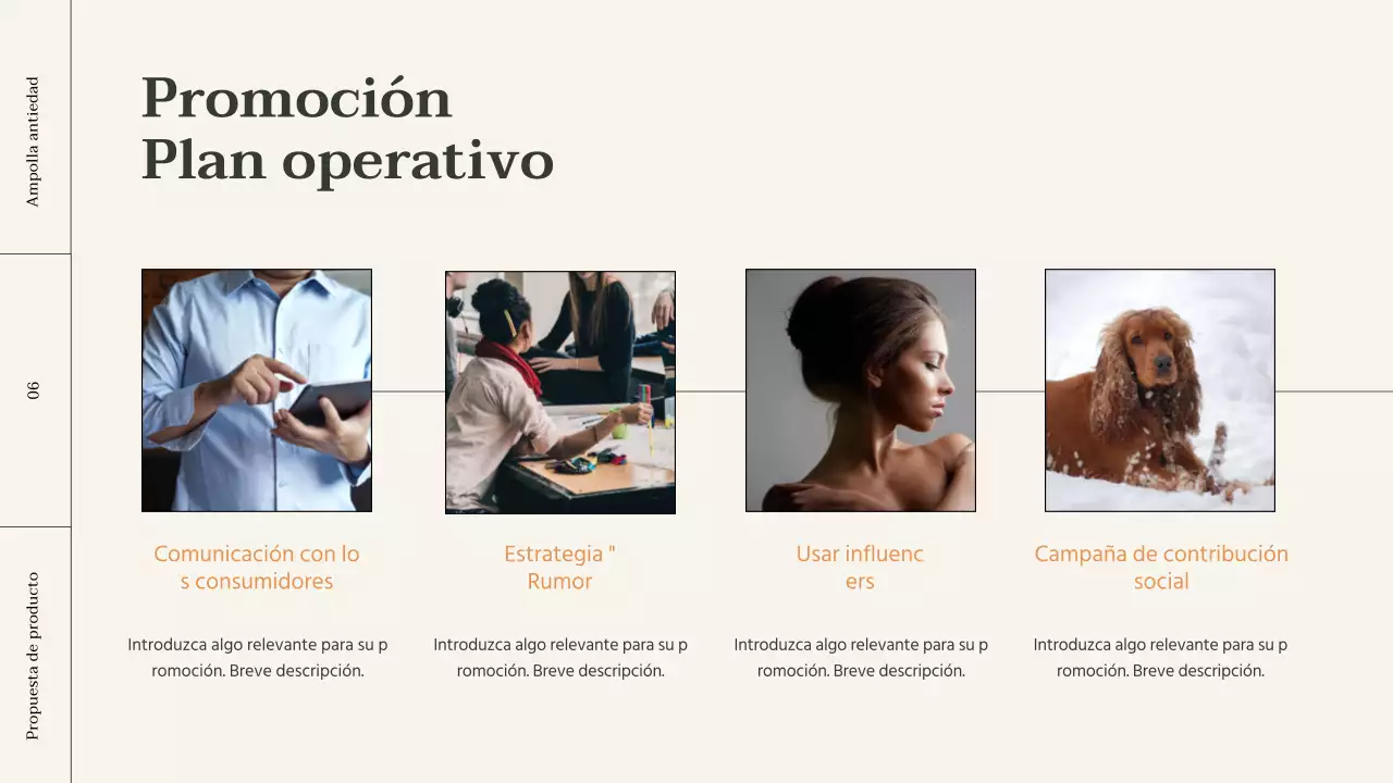 Resumen de productos cosméticos con detalles en naranja