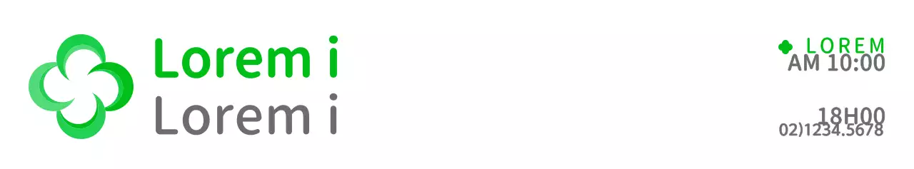 Símbolo moderno, redondeado, de cuatro hojas en forma de cruz en verde y gris Estilo del logotipo Informar y promover la información sobre seguros