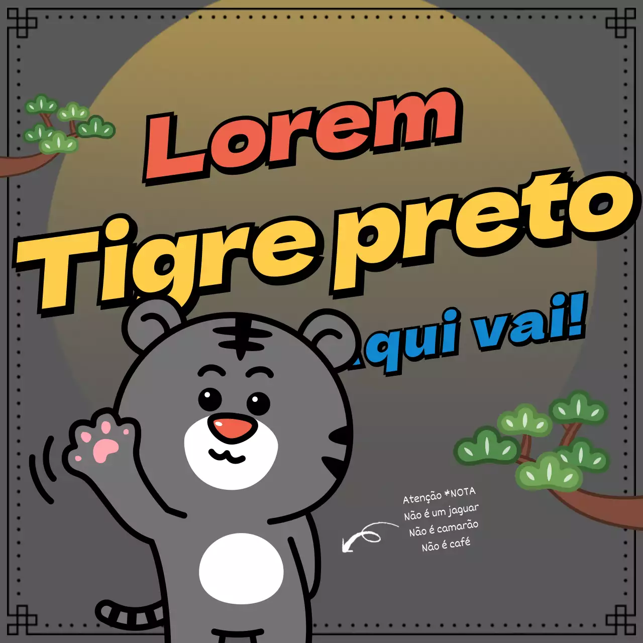Cartão de Ano Novo com uma ilustração de um tigre giro para o novo ano de 2022