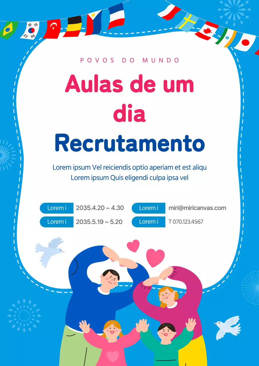Destacar ilustrações a azul Recrutar tutores para as aulas de um dia do Dia Mundial