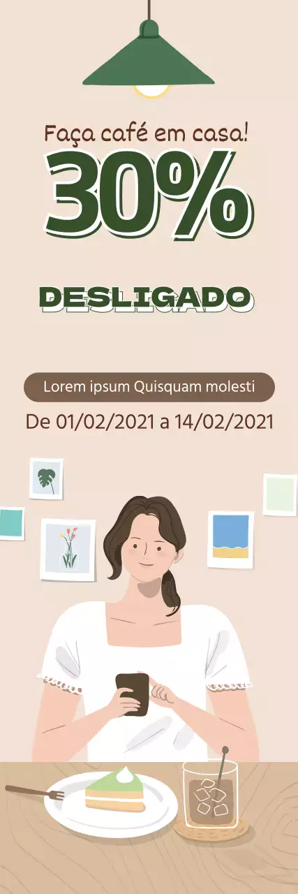 verde bege ilustração interior moderno casa café promoção evento