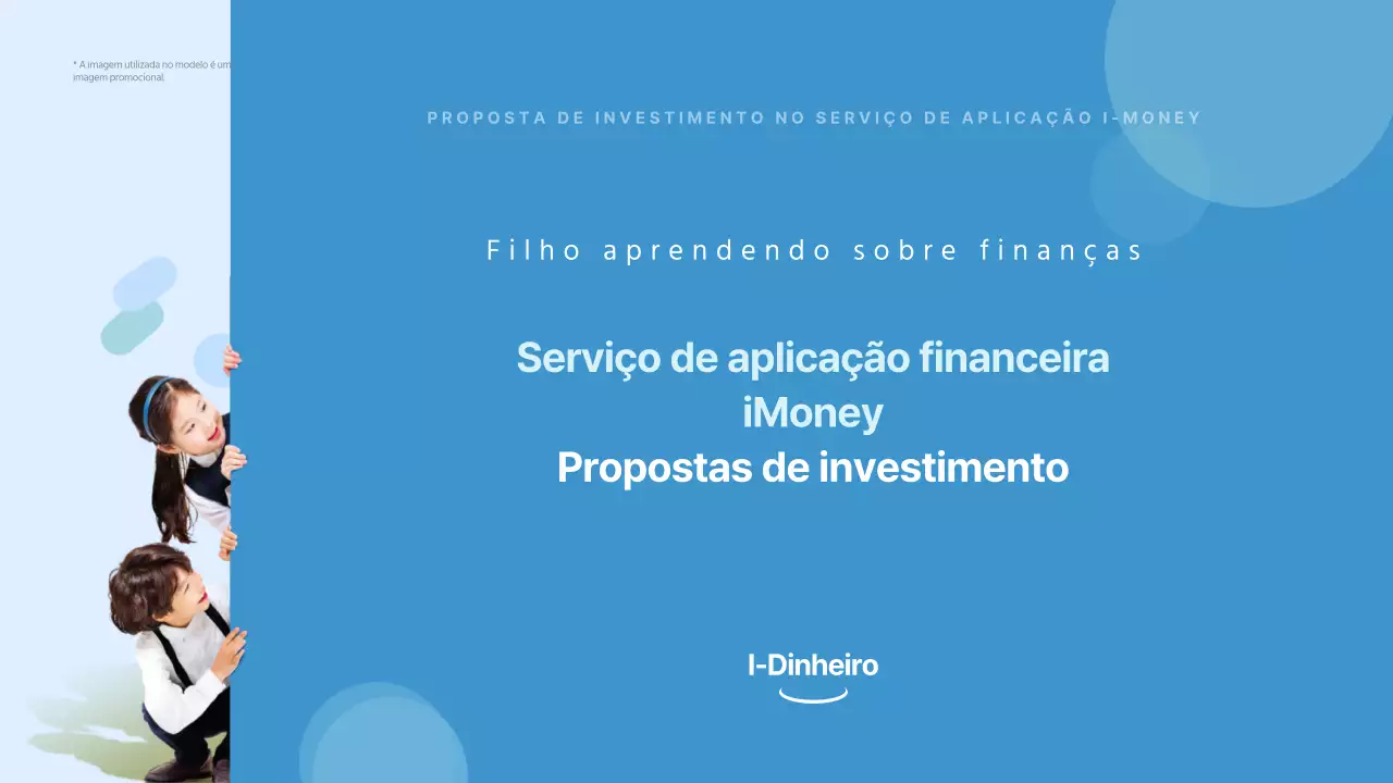 Proposta de investimento em serviços de aplicações financeiras de cor azulada