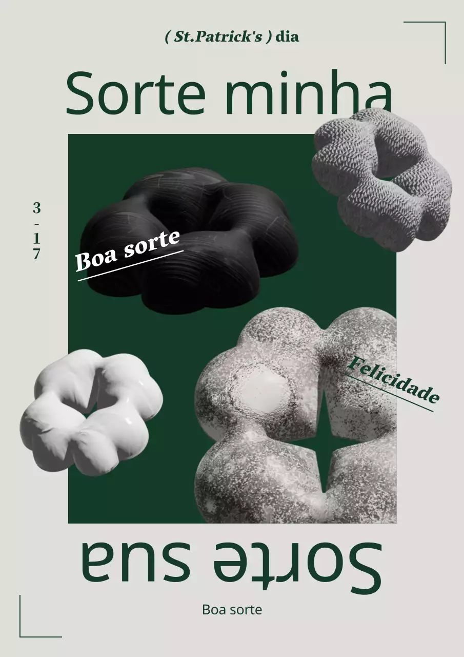 Trabalho artístico utilizando a textura Trevo de quatro folhas verde
