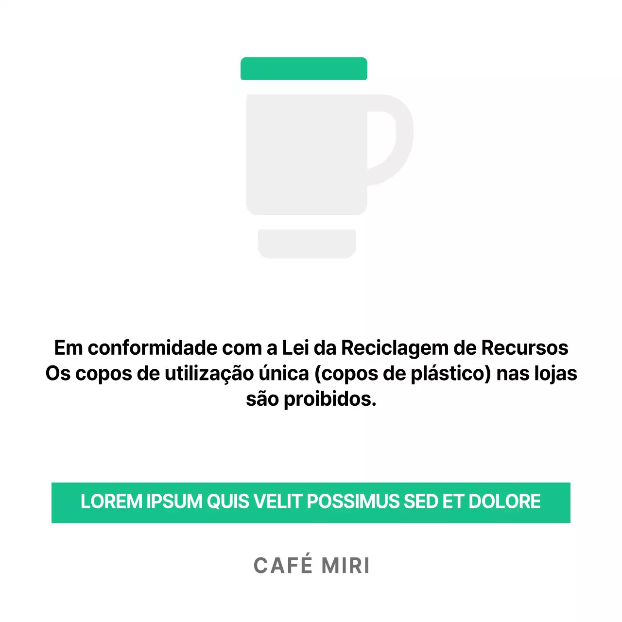 Sinalética verde para cafés Suporte acrílico para cafés