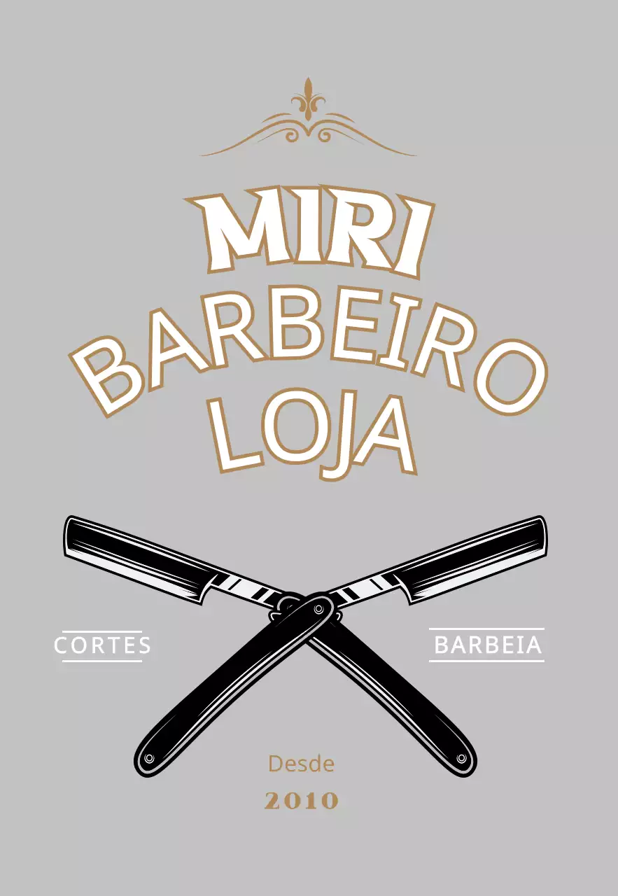 Placa de barbearia de estilo vintage em cinzento