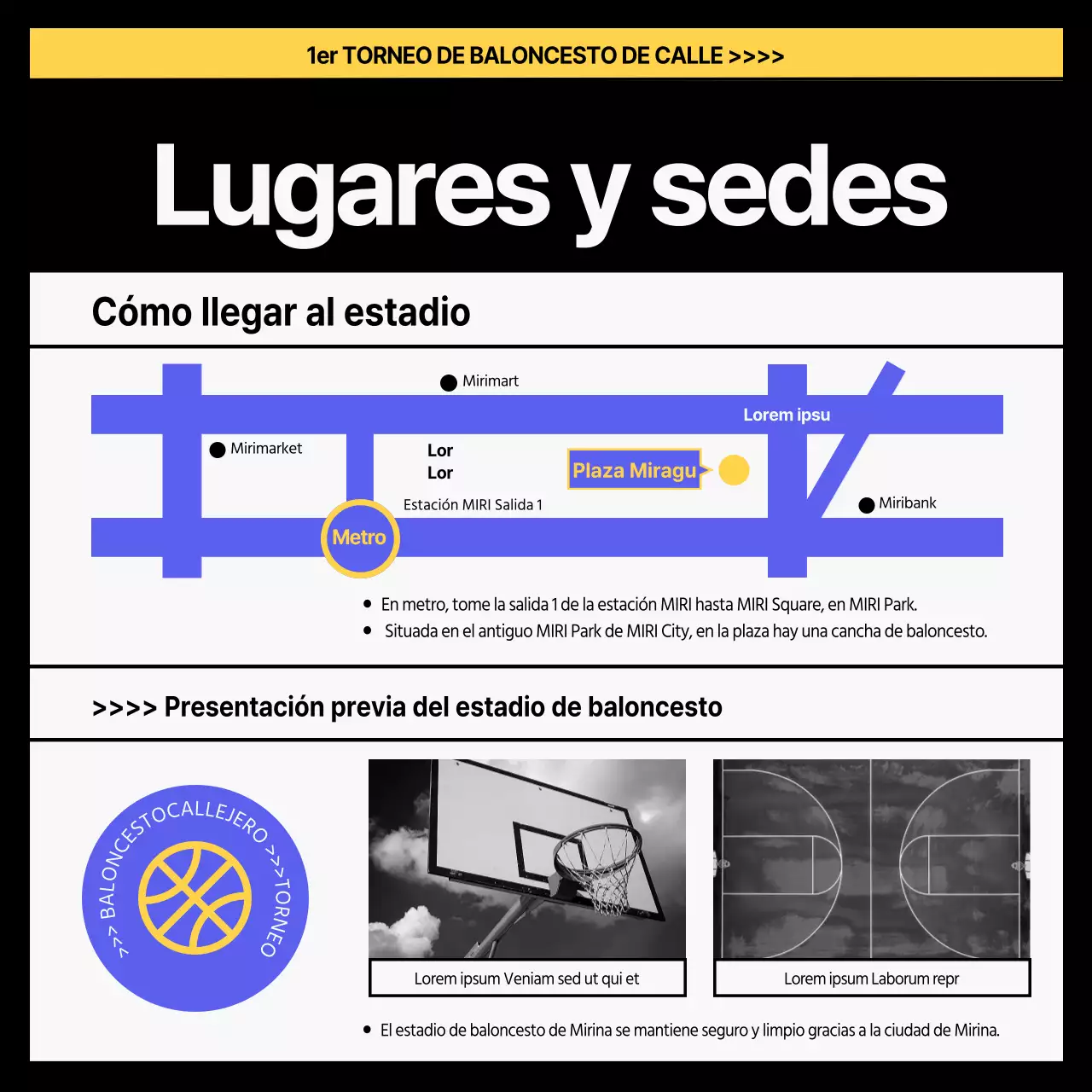 Potente baloncesto callejero en morado y amarillo