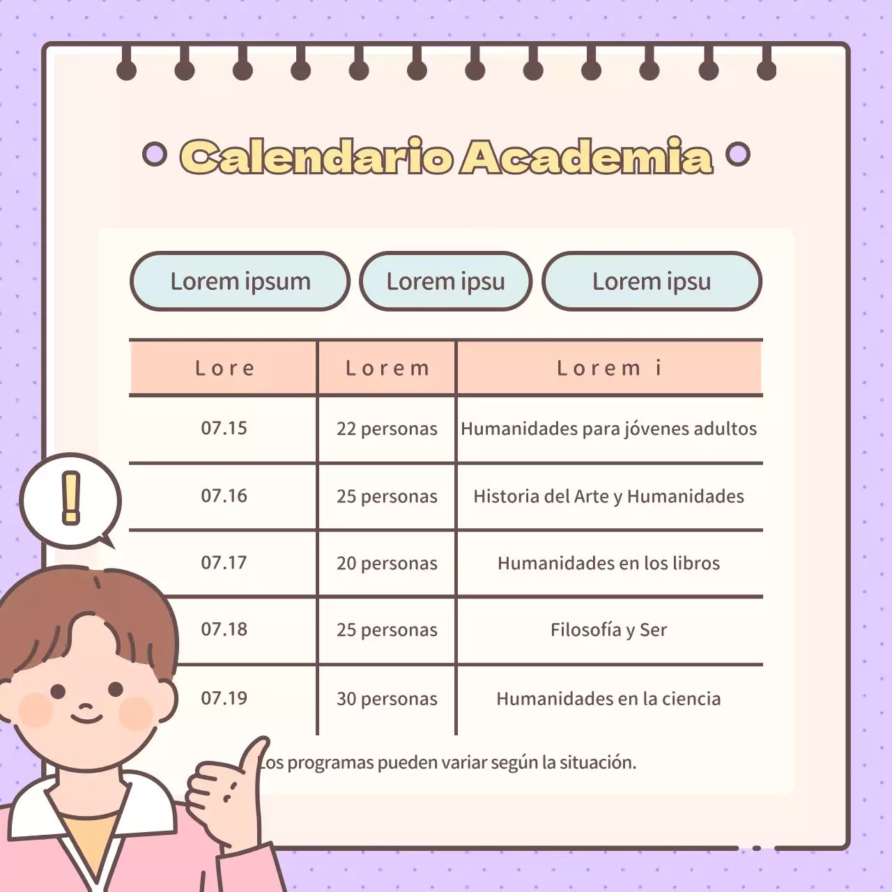 Bonita Academia de Humanidades en amarillo y morado