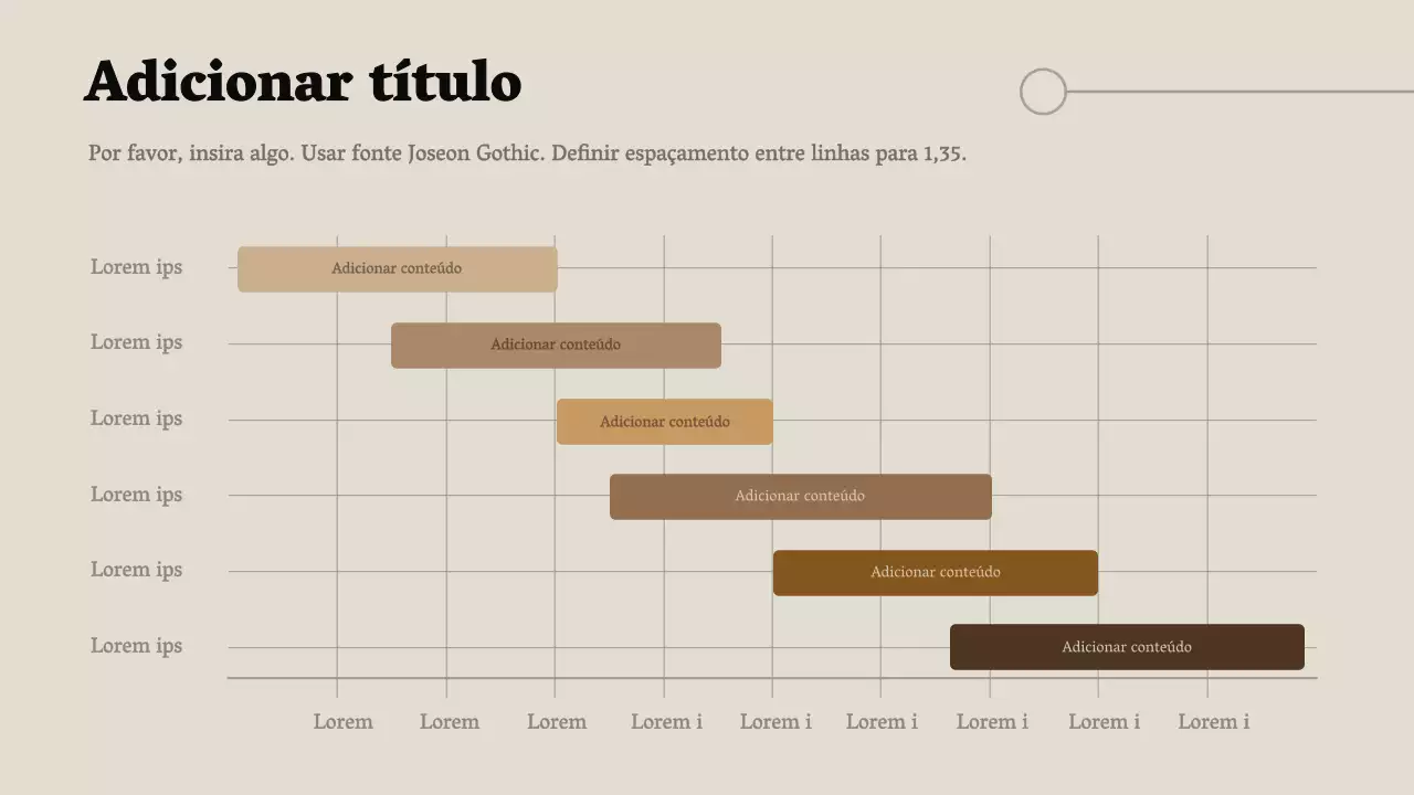 Gráfico de Gantt simples em castanho claro e castanho