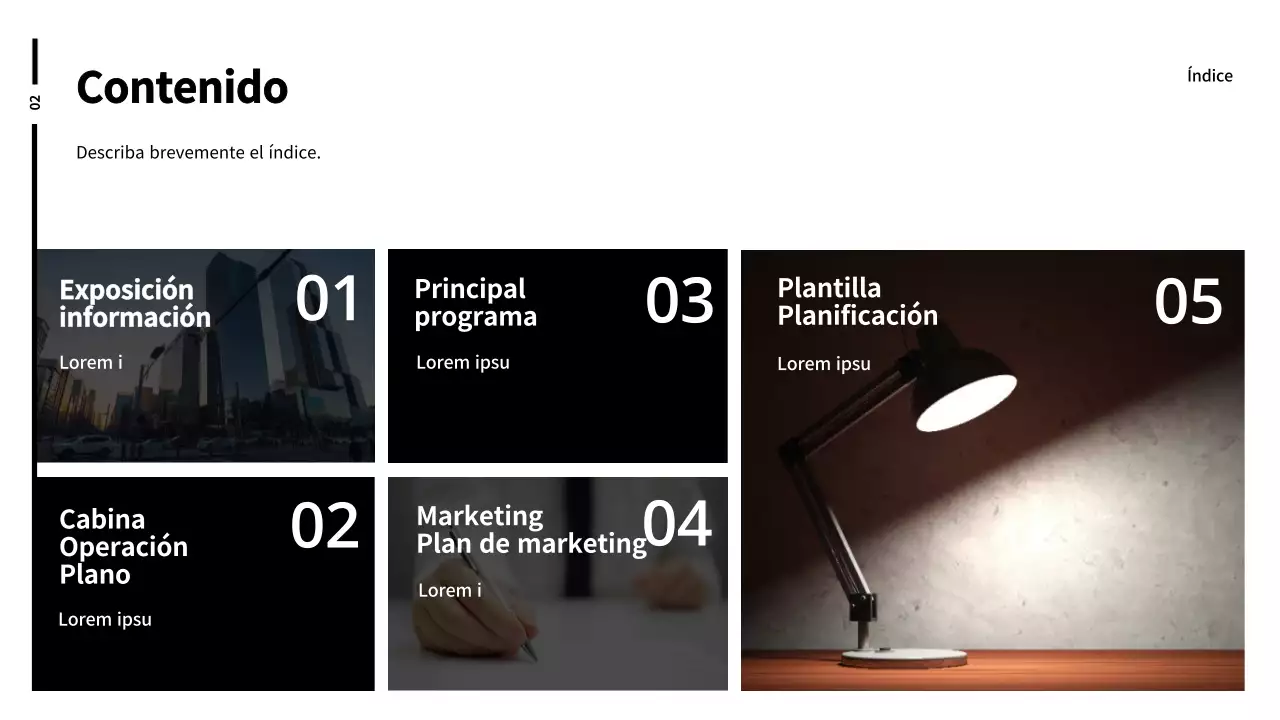 Informe de planificación del stand en blanco y negro