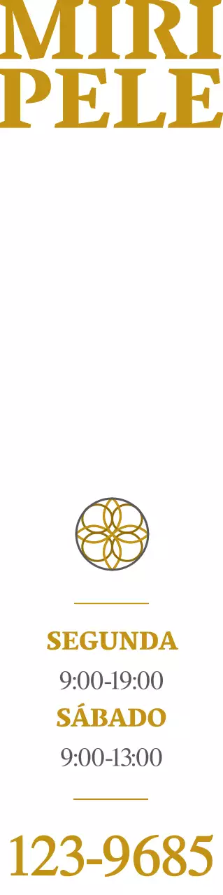 Promoção da dermatologia com um logótipo estilizado em dourado e cinzento escuro