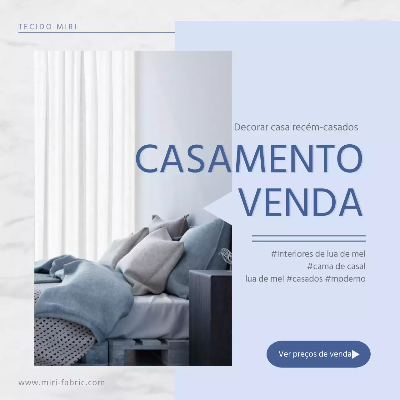 Venda de lua de mel em azul claro (quadrado para redes sociais)