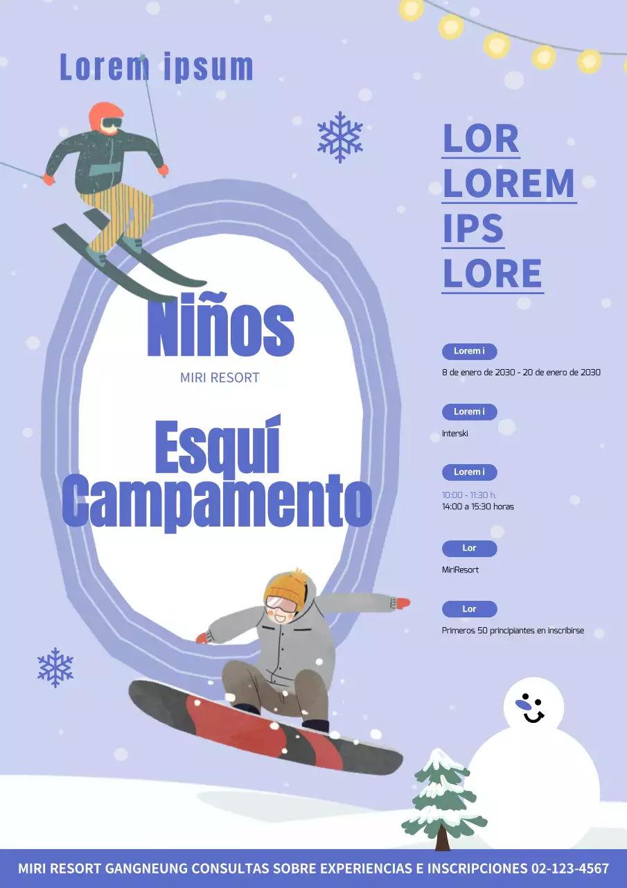 Convocatoria de campamentos de esquí para niños en las vacaciones de invierno en Blue