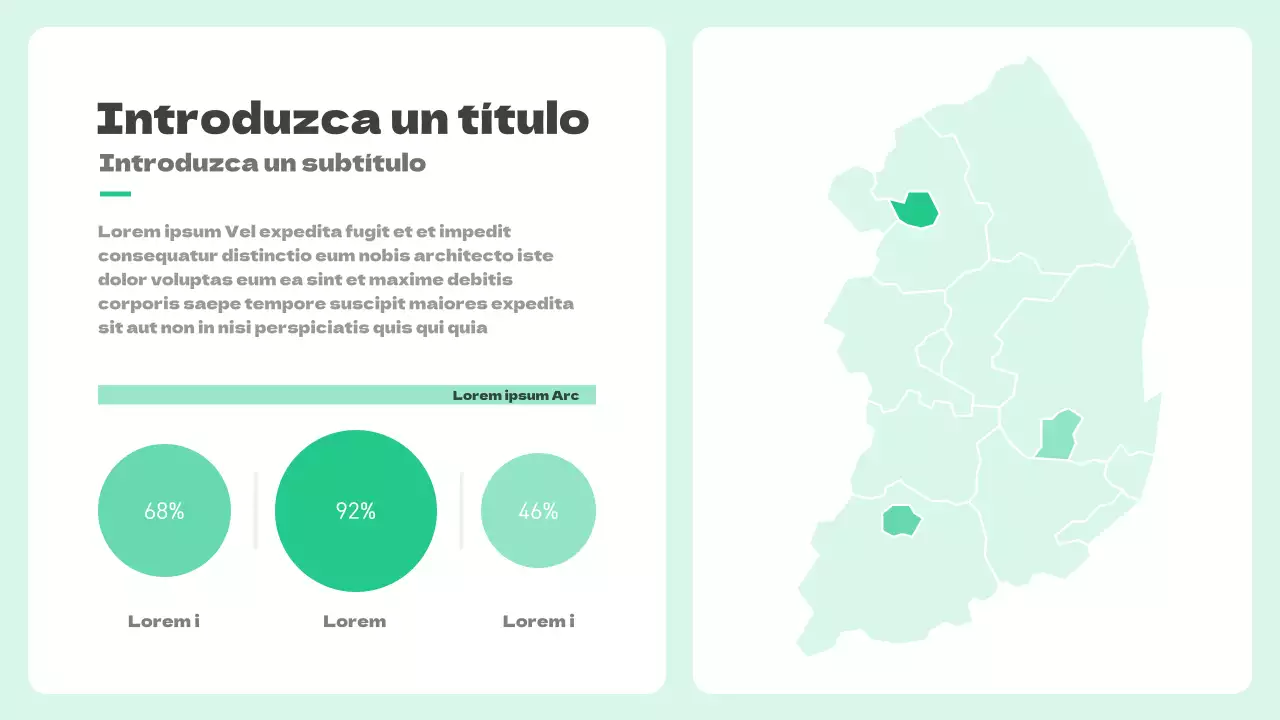 Mapa con concepto de distribución dividida en color menta