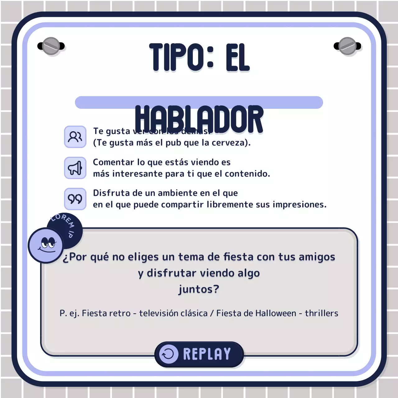 Test de texto sencillo en rosa malva azul marino