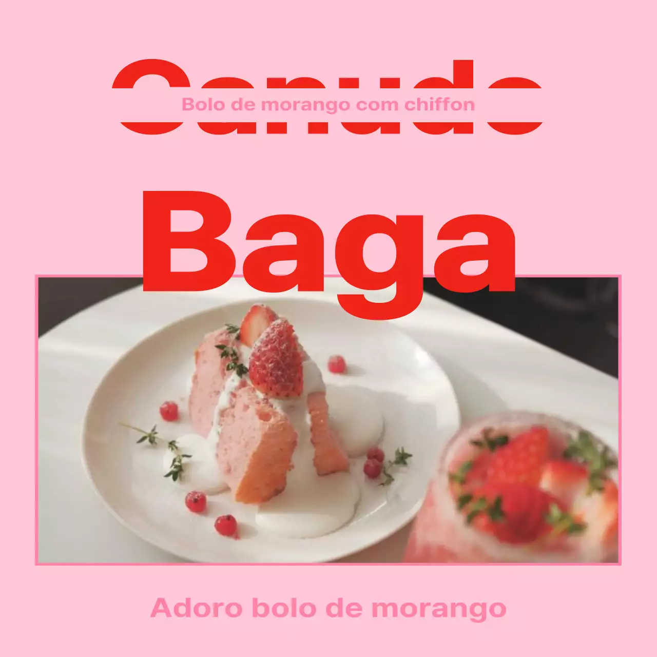 Promover um menu com moldura fotográfica em vermelho e cor-de-rosa