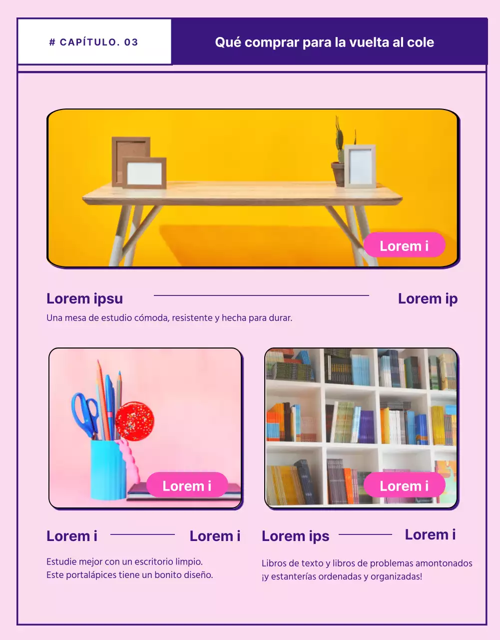 Una colección de ilustraciones lineales en rosa y malva para la vuelta al cole.