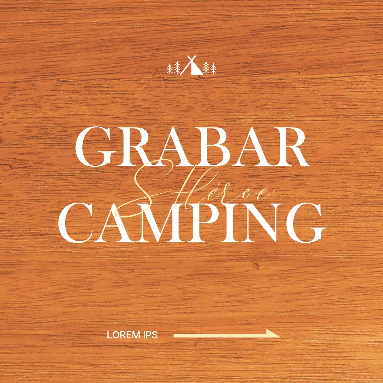 Una oficina de camping con un concepto emotivo que presenta ilustraciones de campings en blanco y amarillo.