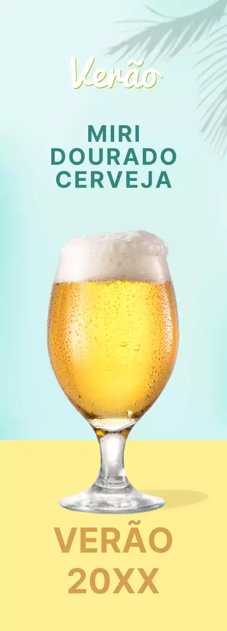 Anúncio de cerveja com gradiente de azul claro e amarelo