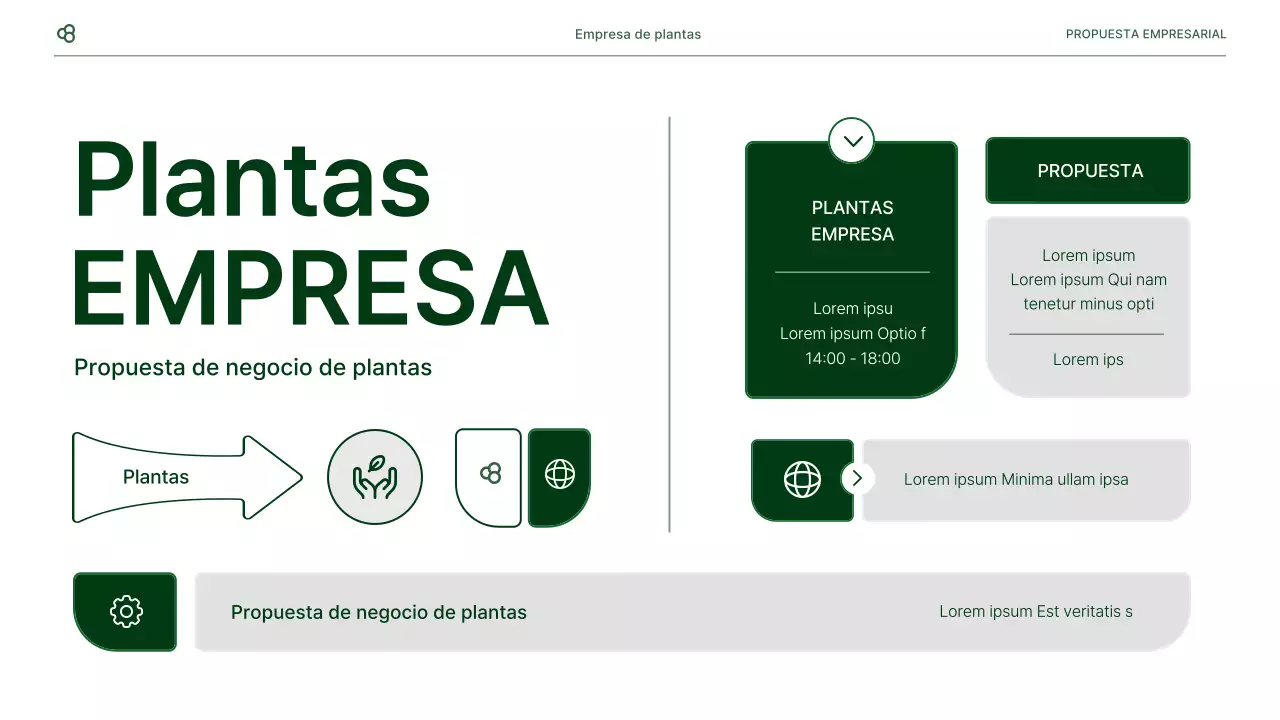 Propuesta de negocio de negocios en blanco y verde concepto de hoja natural