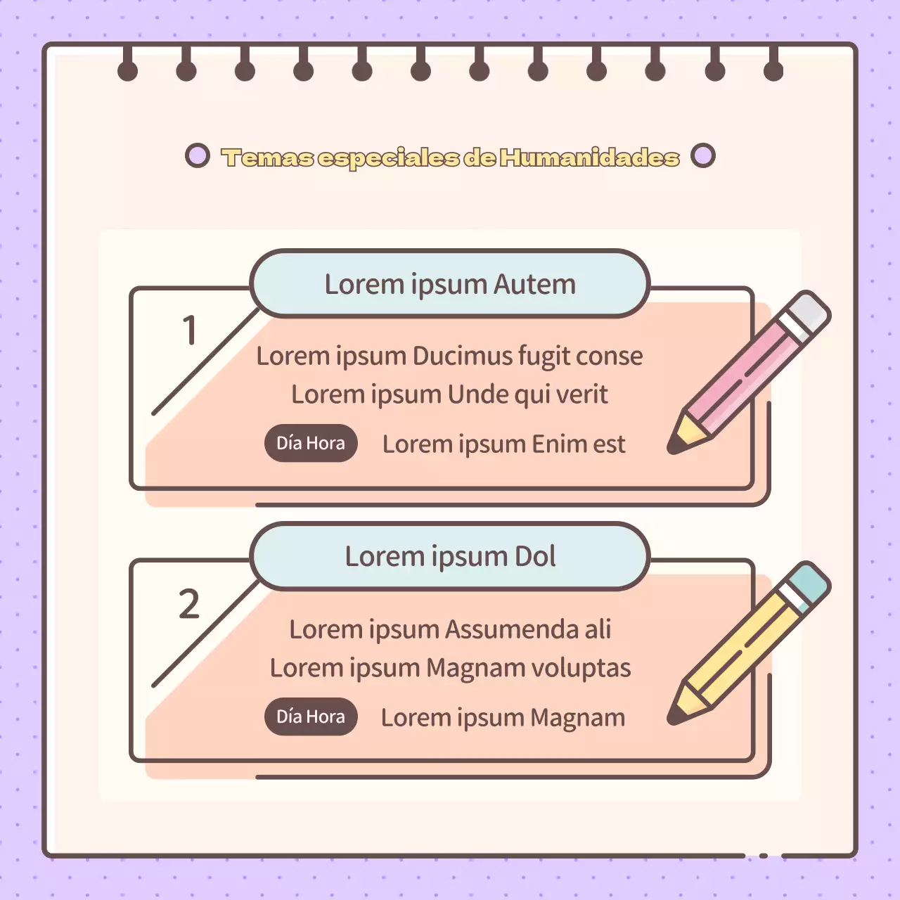 Bonita Academia de Humanidades en amarillo y morado