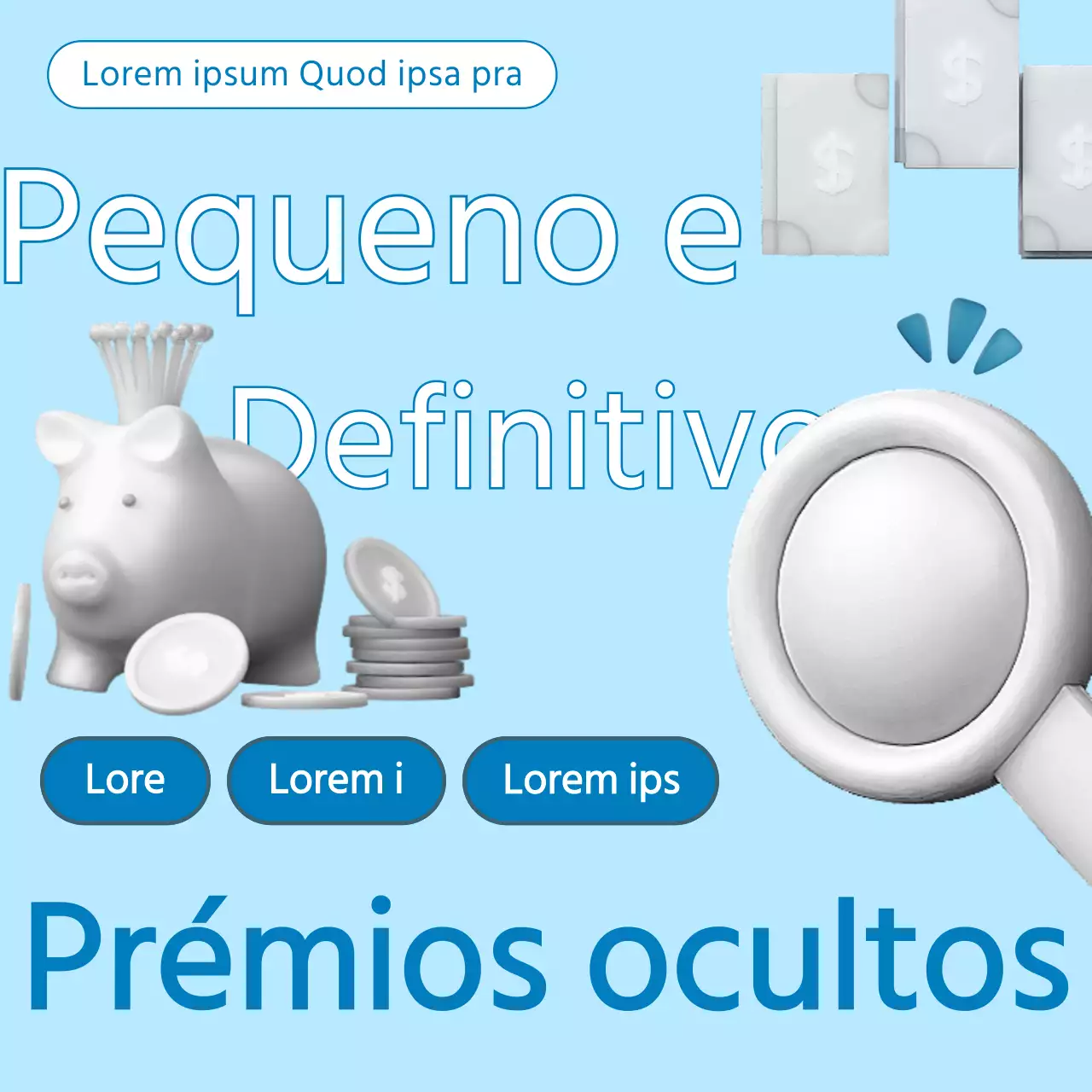 Um anúncio kitsch, azul-claro e azul, para um serviço online de procura de indemnizações de seguros.