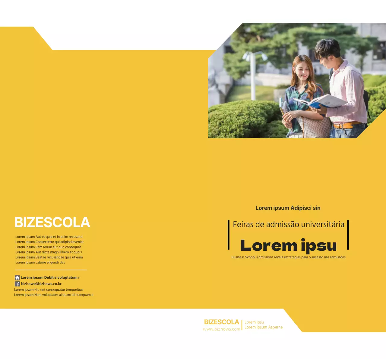 Sessão de informação universitária amarela e preta escola