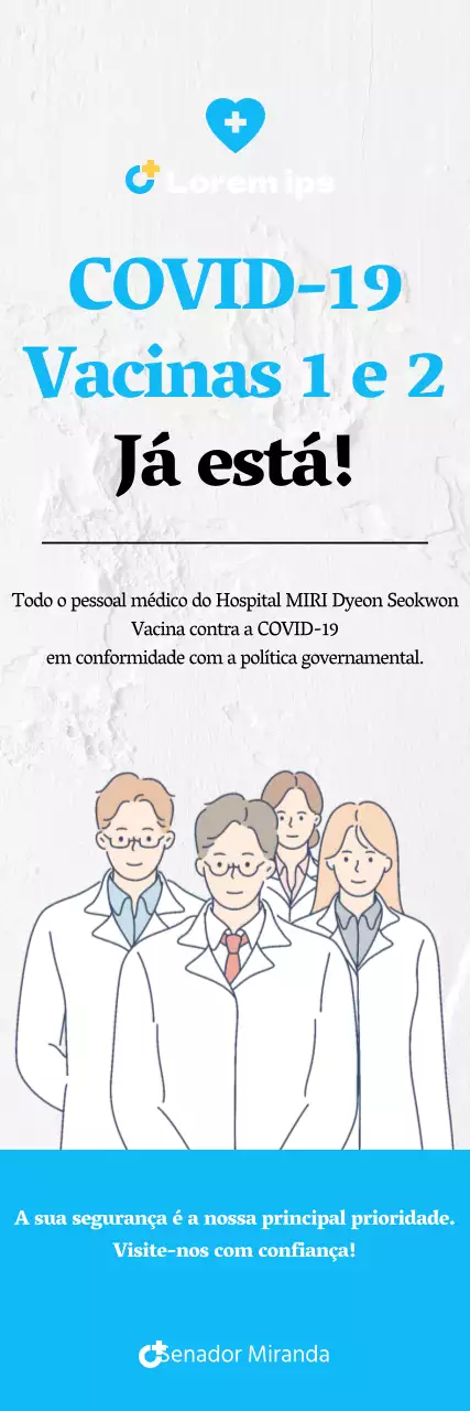 Banner de vacinação contra o coronavírus com ilustração a branco