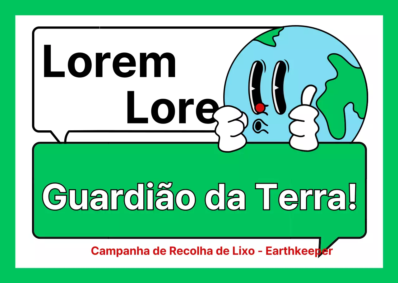 Promover uma campanha ambiental com uma bonita ilustração verde e branca da Terra