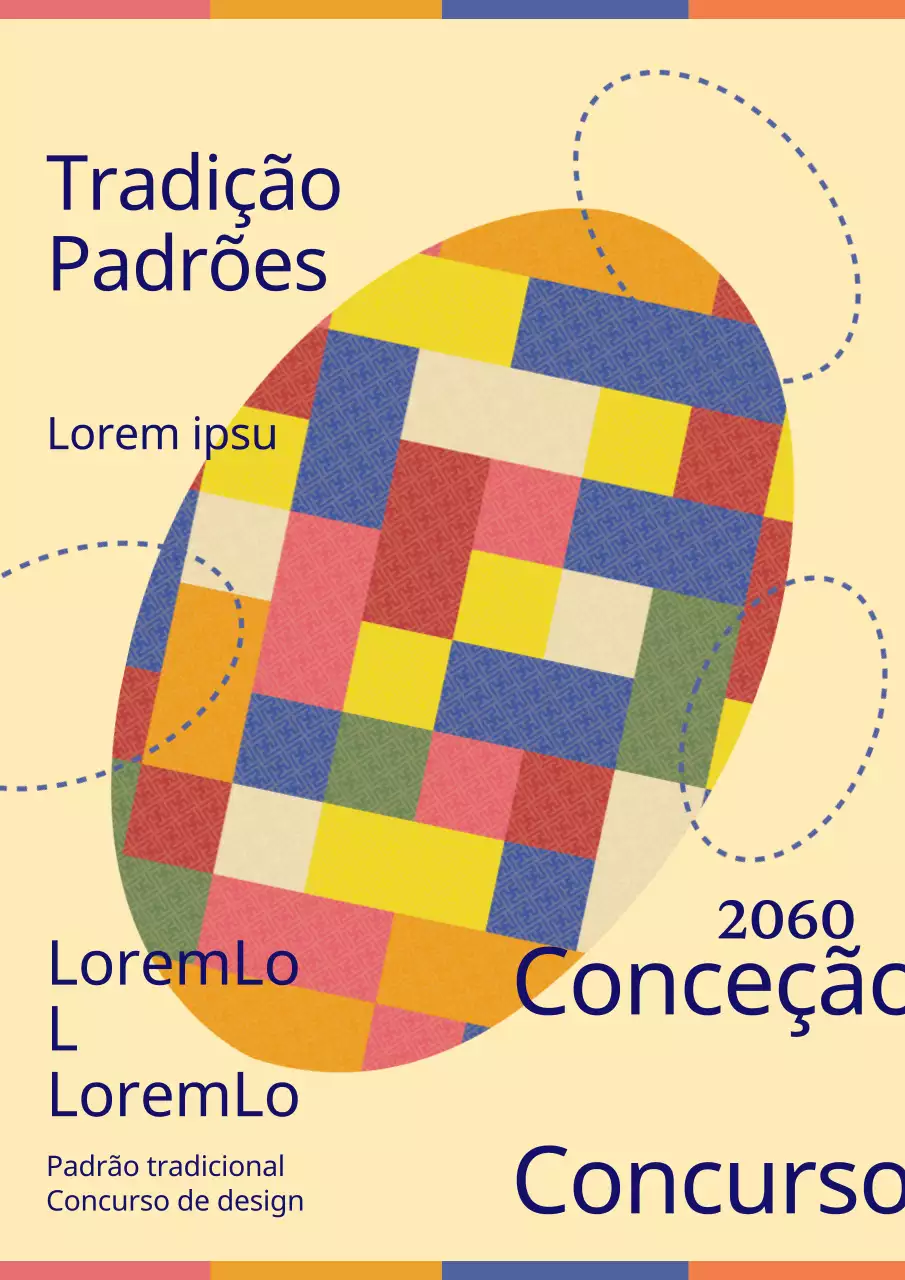 Anúncio de um concurso para a criação de um desenho tradicional amarelo e azul-marinho
