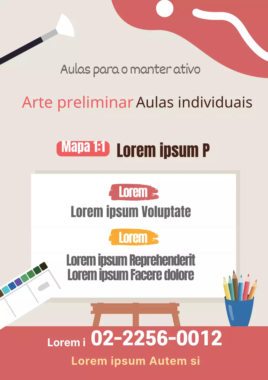 Ilustração cor-de-rosa promoção de escola de arte