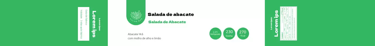 Rótulo alimentar da salada verde limpa