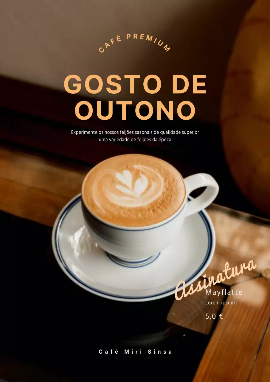 Promover um menu de café moderno de outono em castanhos e beges