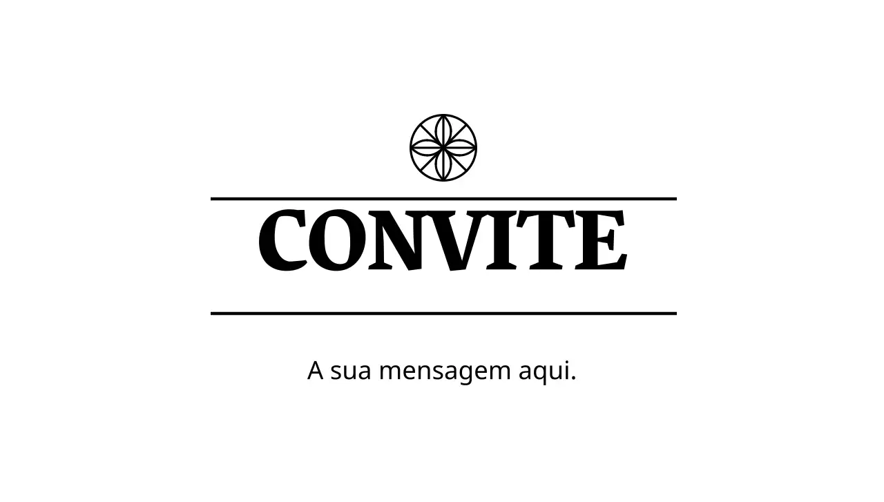 Envelope simples de convite postal com texto preto e ilustração de linha de logótipo floral